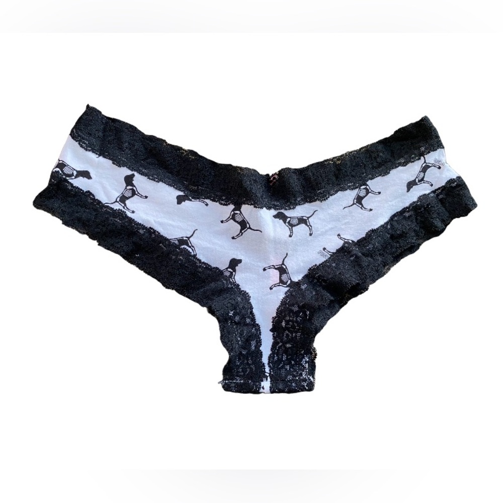 Victoriaâs Secret: Black and White Panties with Dog Skeleton